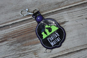 ITH Digital Embroidery Pattern for Foolish Mortals Hitch Hikers Snap Tab / Key Chain, 4X4 Hoop