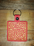 ITH Digital Embroidery Pattern For Maze Snap Tab / Key Chain, 4X4 Hoop