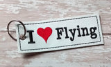 ITH Digital Embroidery Pattern For I Heart Flying Strip Key Chain / Bookmark, 4X4 Hoop