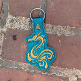 ITH Digital Embroidery Pattern For Tribal Dragon Snap Tab / Key Chain, 4X4 Hoop
