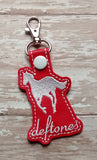 ITH Digital Embroidery Pattern For Deftones Snap Tab / Key Chain, 4X4 Hoop