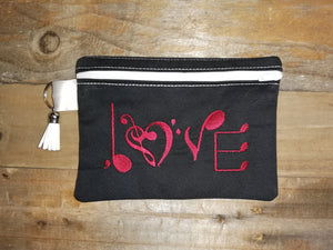 ITH Digital Embroidery Pattern For LOVE Musical Zip Bag, 5X7 Hoop