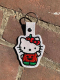 ITH Digital Embroidery Pattern For Cat Pumpkin Snap Tab / Key Chain, 4X4 Hoop