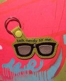 ITH Digital Pattern For Talk Nerdy To Me Glasses Snap Tab / Key Chain, 4X4 Hoop