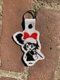 ITH Digital Embroidery Pattern For Girl with Big Red Bow Snap Tab / Key Chain, 4X4 Hoop