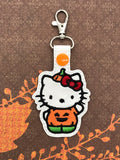ITH Digital Embroidery Pattern For Cat Pumpkin Snap Tab / Key Chain, 4X4 Hoop