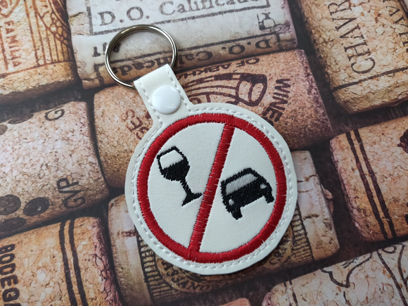 ITH Digital Embroidery Pattern for Don't Drink & Drive Snap Tab / Key Chain, 4X4 Hoop