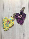 ITH Digital embroidery Pattern For Bow With Flower Snap Tab / Key Chain, 4X4 Hoop
