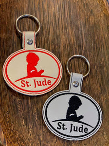 ITH Digital Embroidery Pattern For Free St. Jude Snap Tab / Key Chain, 4X4 Hoop