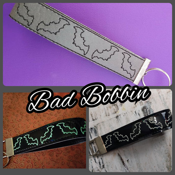 ITH Digital Embroidery Pattern For Bat Motif Wrist Strap / Key Chain 10X1, 6X10 Hoop