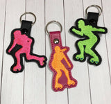 ITH Digital Embroidery Pattern For Roller Derby Silhouette I Snap Tab / Key Chain, 4X4 Hoop