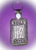 ITH Digital Embroidery Pattern For R Royce Snap Tab / Key Chain, 4X4 Hoop