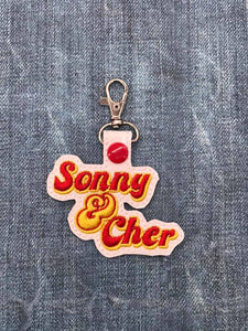 ITH Digital Embroidery Pattern For Sonny & Cher Snap Tab / Key Chain, 4X4 Hoop