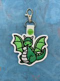 ITH Digital Embroidery Pattern for Cute Dragon Snap Tab / Key Chain, 4X4 Hoop