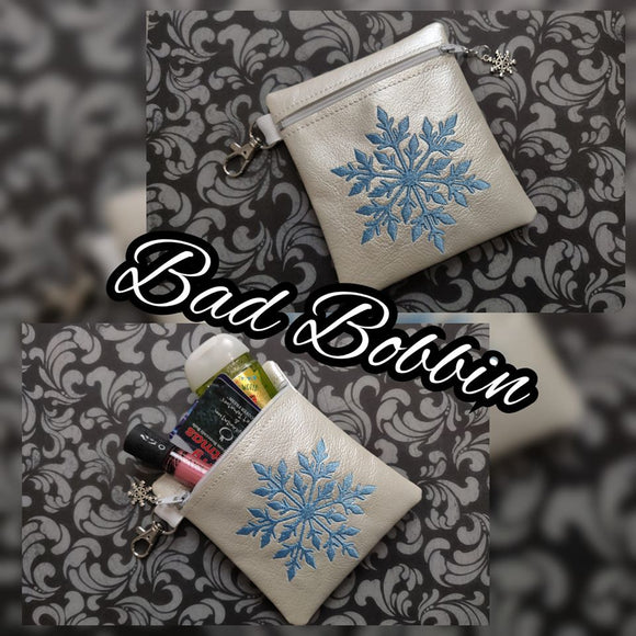 ITH Digital Embroidery Pattern For Snowflake I 4.5X5 Zipper Pouch, 5X7 Hoop