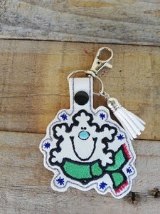 ITH Digital Embroidery Pattern for Snowflake Dude Snap Tab / Key Chain, 4X4 Hoop