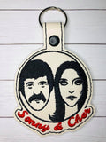 ITH Digital EMbroidery Pattern For Sonny & Cher Silhouette Snap Tab / Key Chain, 4X4 Hoop