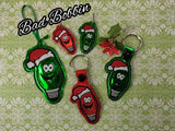 ITH Digital Embroidery Pattern For Christmas Light Dude Zipper Pull, 4X4 Hoop