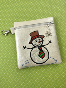 ITH Digital Embroidery Pattern For Applique Snowman I 4.5X5 Tall Zipper Pouch, 5X7 Hoop