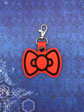 ITH Digital Embroidery Pattern For Fat Bow Snap Tab / Key Chain, 4X4 Hoop