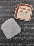 ITH Digital Embroidery Pattern For Toasting in the New Year Coaster, 4X4 Hoop