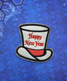 ITH Digital Embroidery Pattern For Top Hat Happy New Year Coaster, 4X4 Hoop