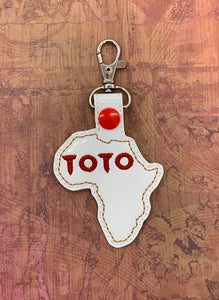 ITH Digital Embroidery Pattern for TOTO Africa Snap Tab / Key Chain, 4X4 Hoop