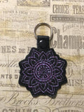 ITH Digital Embroidery Pattern for Carissas Mandala Snap Tab / Key Chain, 4X4 Hoop