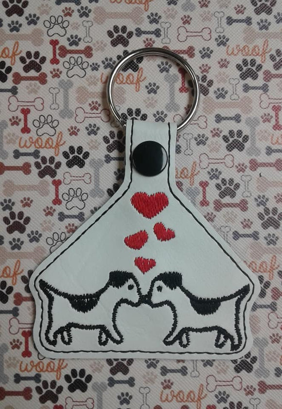ITH Digital Embroidery Pattern for Love Pup Snap Tab / Key Chain, 4X4 Hoop