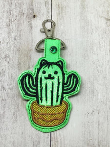 ITH Digital Embroidery Pattern for Catactus Snap Tab / Key Chain, 4X4 Hoop