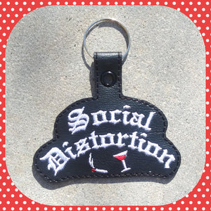 ITH Digital Embroidery Pattern for Social Distortion Snap Tab / Key Chain, 4X4 Hoop