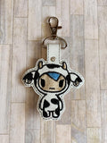 ITH Digital Embroidery Pattern for Toki Cow Snap Tab / Key Chain, 4X4 Hoop