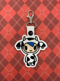 ITH Digital Embroidery Pattern for Toki Cow Snap Tab / Key Chain, 4X4 Hoop
