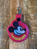 ITH Digital EMbroidery Pattern for Passholder Style II Snap Tab / Key Chain, 4X4 Hoop