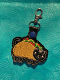 ITH DIgital Embroidery Pattern for Taco Cat Snap Tab / Key Chain, 4X4 Hoop