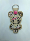 ITH Digital Embroidery Pattern For Toki Donut Girl I Snap Tab / Key CHain, 4X4 Hoop
