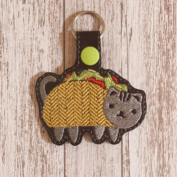 ITH Digtial Embroidery Pattern for Taco Cat Filled Snap Tab / Key Chain, 4X4 Hoop