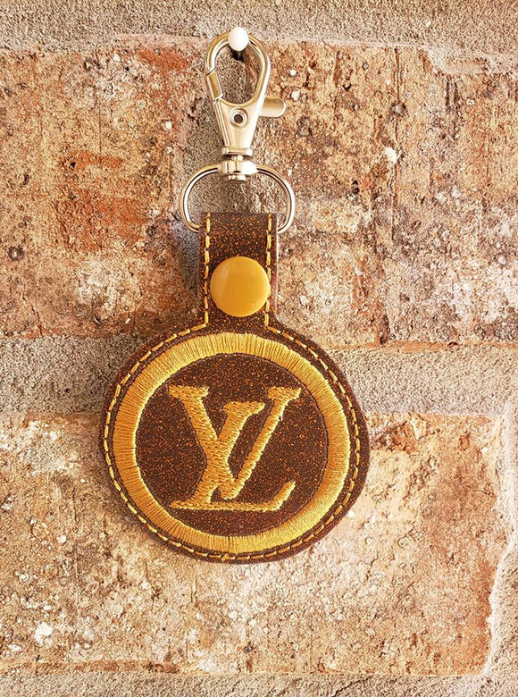 ITH Digital Embroidery Pattern for LV Snap Tab / Key Chain, 4X4 Hoop