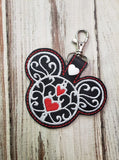 ITH Digital Embroidery Pattern for MM Filigree with Heart Snap Tab / Key Chain, 4X4 Hoop