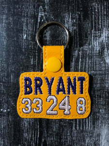 ITH Digital Embroidery Pattern For Bryant #  Snap Tab / Key Chain, 4X4 Hoop