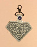ITH Digital Embroidery Pattern for Diamond Filigree Snap Tab / Key Chain, 4X4 Hoop
