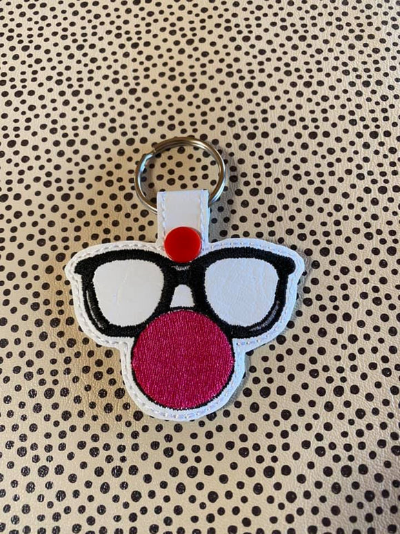ITH DIgital Embroidery Pattern For Red Nose Day Snap Tab / Key Chain, 4X4 Hoop