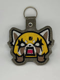 ITH Digital Embroidery Pattern For Aggr. Retsuko Rage Snap Tab / Key Chain, 4X4 Hoop