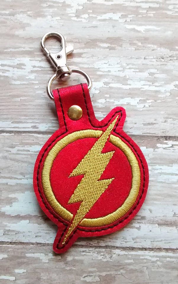 ITH Digital Embroidery Pattern for Flash Bolt Snap Tab / Key Chain, 4X4 Hoop
