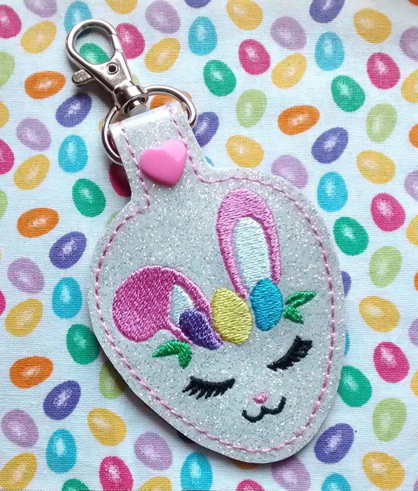 ITH Digital Embroidery Pattern for Bunny Face Snap Tab / Key Chain, 4X ...