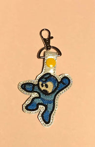 ITH Digital Embroidery Pattern for Mega Man Snap Tab / Key Chain, 4X4 Hoop
