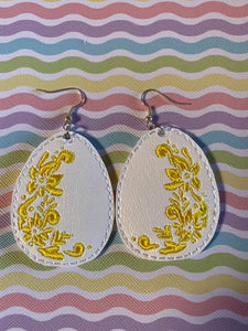 ITH Digital Embroidery Pattern for Floral Egg Earrings Design, 4X4 Hoop