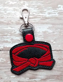 ITH Digital Embroidery Pattern for Martial Art Belt Whole Snap Tab/Key Chain, 4X4 Hoop