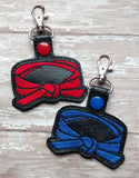ITH Digital Embroidery Pattern for Martial Art Belt Whole Snap Tab/Key Chain, 4X4 Hoop