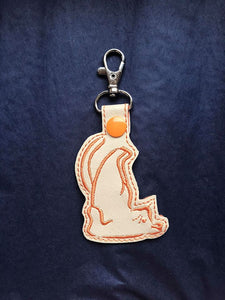 ITH Digital Embroidery Pattern for Kitty Yoga III Snap Tab / Key Chain, 4X4 Hoop